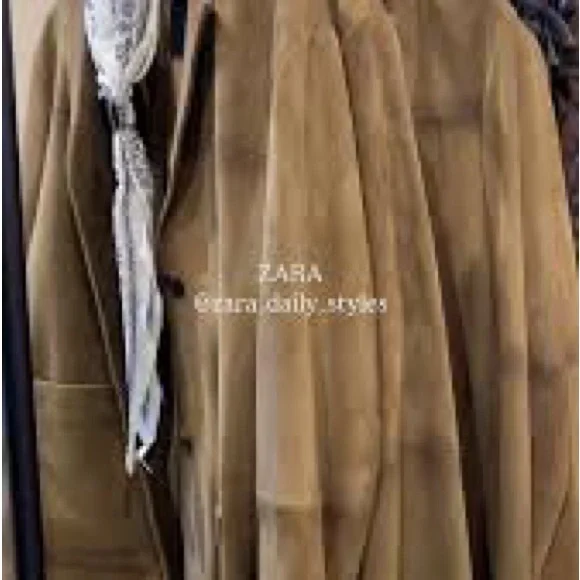 ZARA OVERSIZED BROWN TAN NATURAL LEATHER SUEDE BLAZER JACKET - Picture 4 of 9